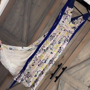 Floral Maxi Dress with Blue Accents